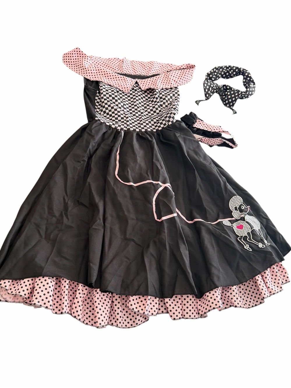 Forum Novelties Checkered Cutie 50s Costume Dress Bundle –Adult with Accessories